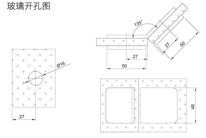 九游体育HF-2323-135° 玻璃连接夹开孔图