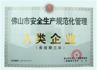 九游体育荣获佛山市安全生产规范化管理A类企业